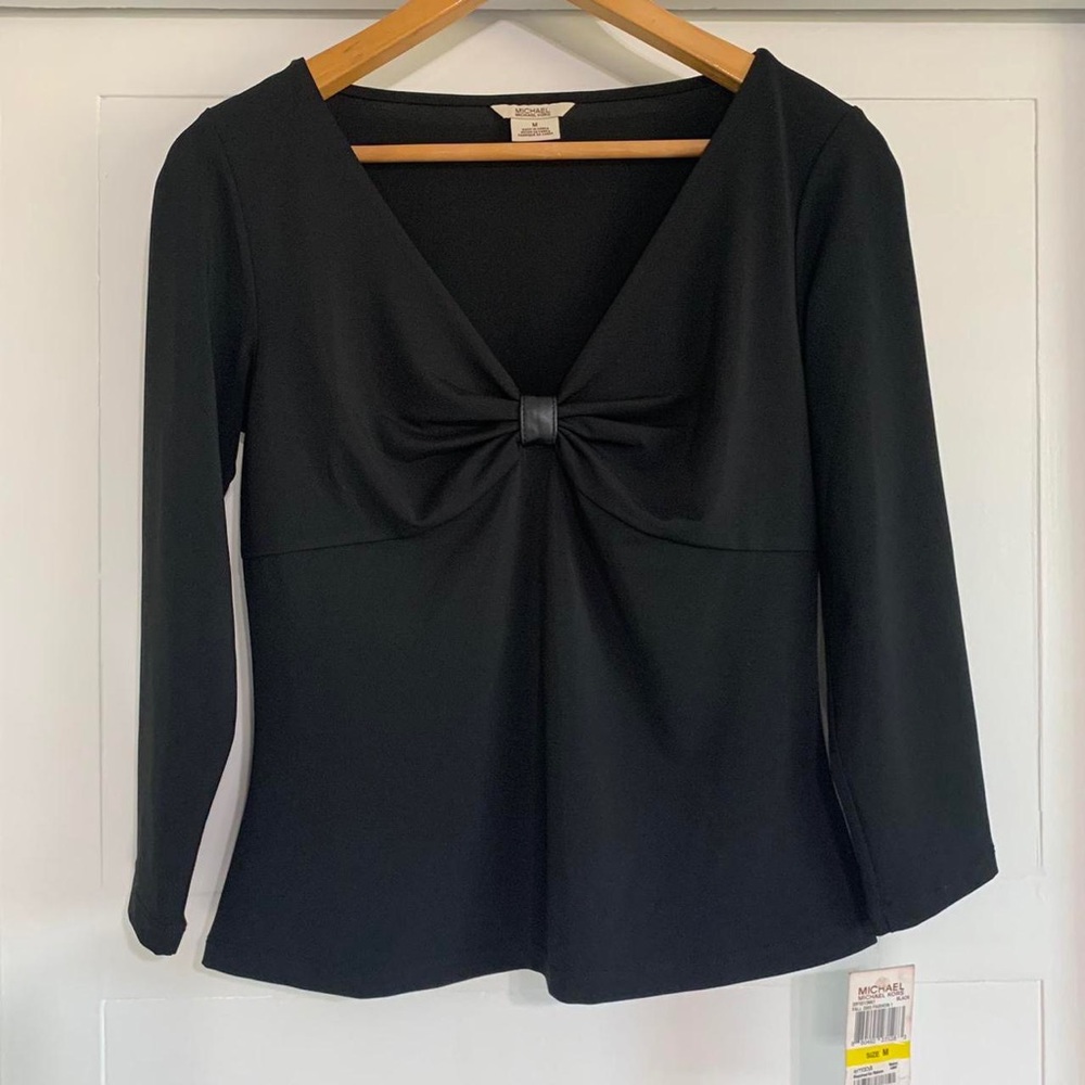 2005 Michael Kors black top with faux leather accent Size M